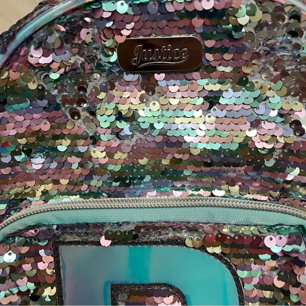 Justice Girls Sequin Backpack with Letter “P”